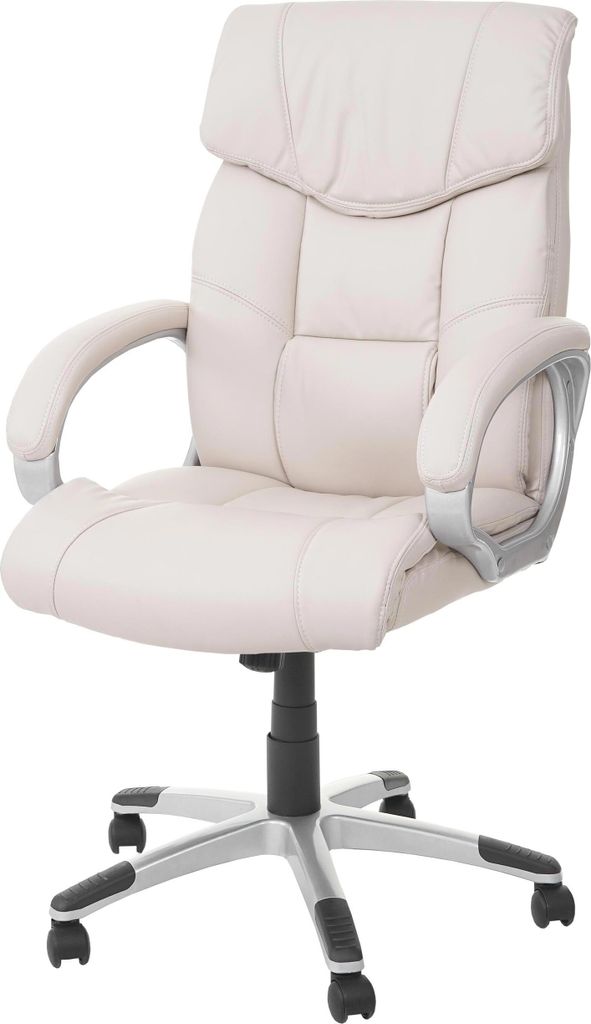 Bürostuhl HWC-A71, Chefsessel Drehstuhl, Kunstleder creme