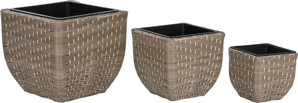 Grand pot de jardin robuste en polypropylène 40x40cm effet rotin tressé