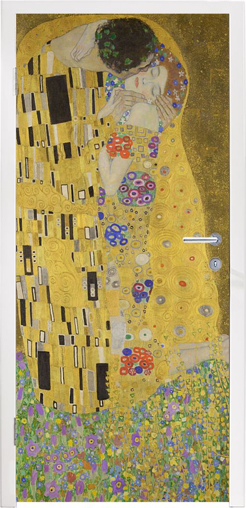 MuchoWow Türtapete Selbstklebende Türfolie Der Kuss - Gustav Klimt 95x235 cm Türposter Türaufkleber Klebefolie Türklebefolie - XXL-Poster - ...