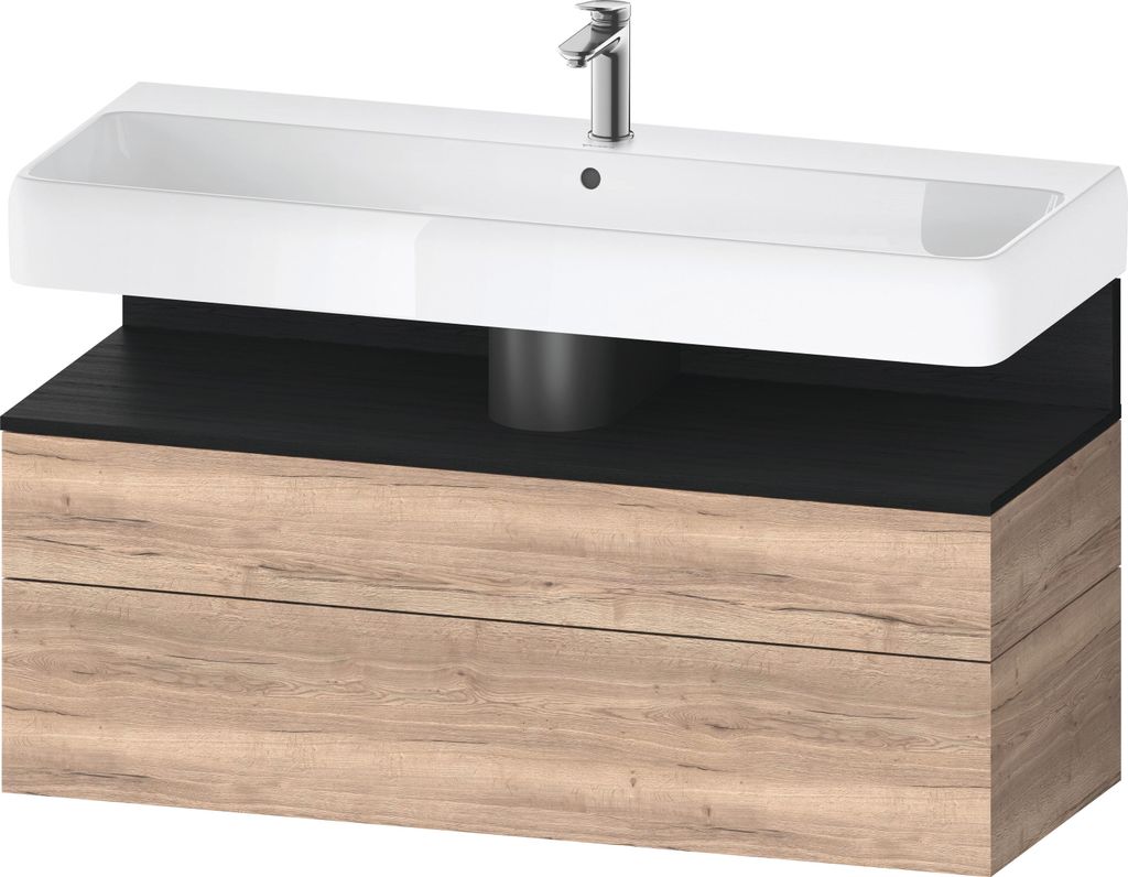 Duravit Qatego Waschtischunterbau, 1 Auszug und 1 Schublade, 1190x470x590mm, Nische Eiche Schwarz, QA4396016550000