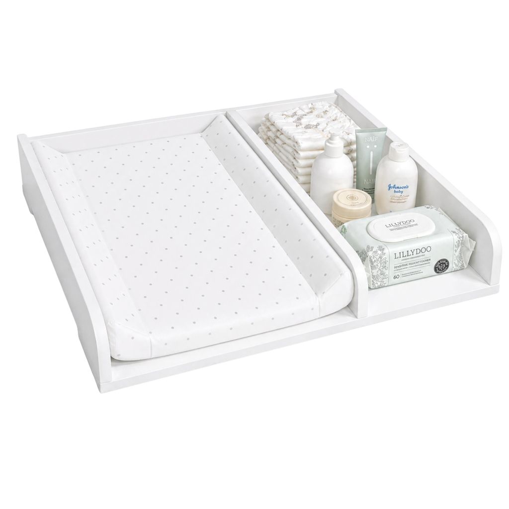 Wickelaufsatz Wickeltisch Kommode Weiß Matratze 50 cm mit Produktbild 