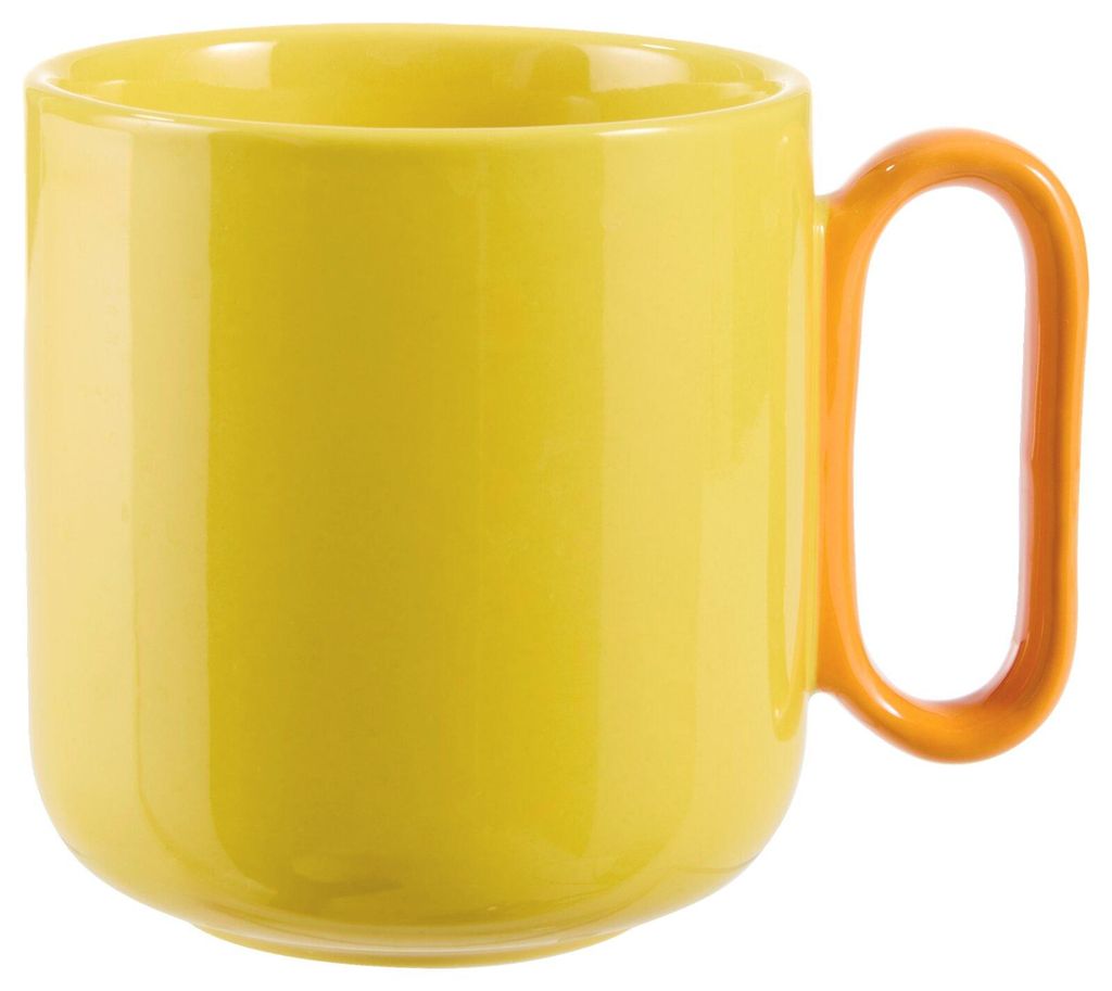 Gelber Keramik Kaffeebecher, spülmaschinenfest, 9,8 cm Höhe
