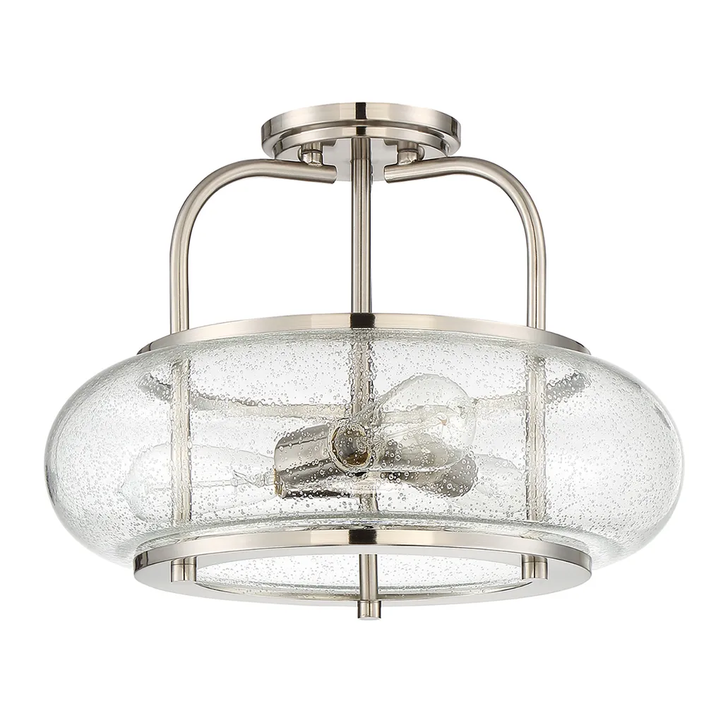 Luminaire de plafond Trilogy en verre et nickel avec 3 lampes E27