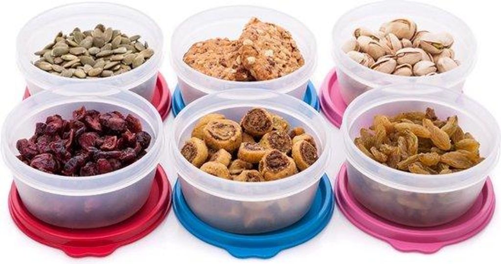 Wiederverwendbare Plastikdosen, stapelbar, luftdicht, 6er Set, 184g, für Snacks