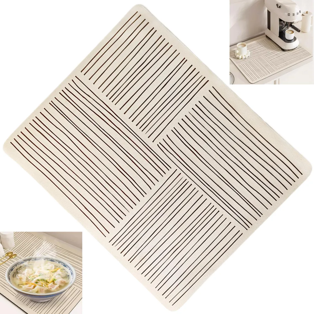 Tapis de cuisine anti-taches crème - Fini les sols mouillés et gras !