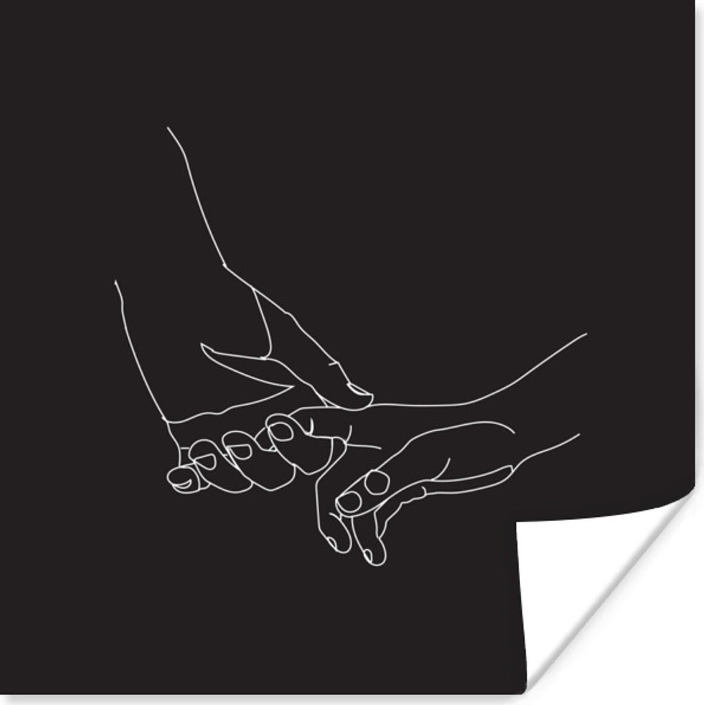MuchoWow Poster Hand - Liebe - Strichzeichnung 50x50 cm - Wohnzimmerdekoration