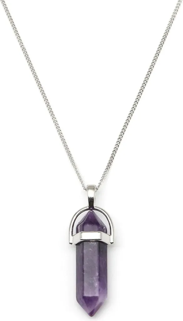 Pendentif améthyste et collier en pierre naturelle pour femme bohème