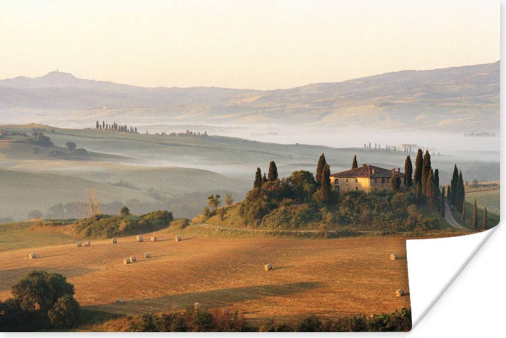MuchoWow Poster Toskana - Landschaft - Bauernhaus 60x40 cm - Schlafzimmerdekoration