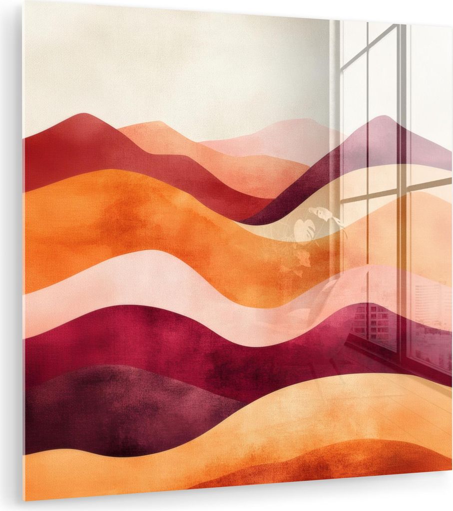 MuchoWow Glasbilder - Bilder auf Wandbild - Foto auf Glas Abstrakt - Landschaft - Wellen 50x50 cm Wanddekoration aus Glas - Acrylglasbild - Acrylbi...