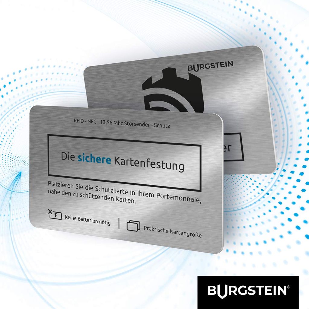 RFID NFC Blocker Karte Schutzkarte & Störsender / Datenschutz für Ihre  Karten im Portemonnaie, Geldtasche und Kartenetui