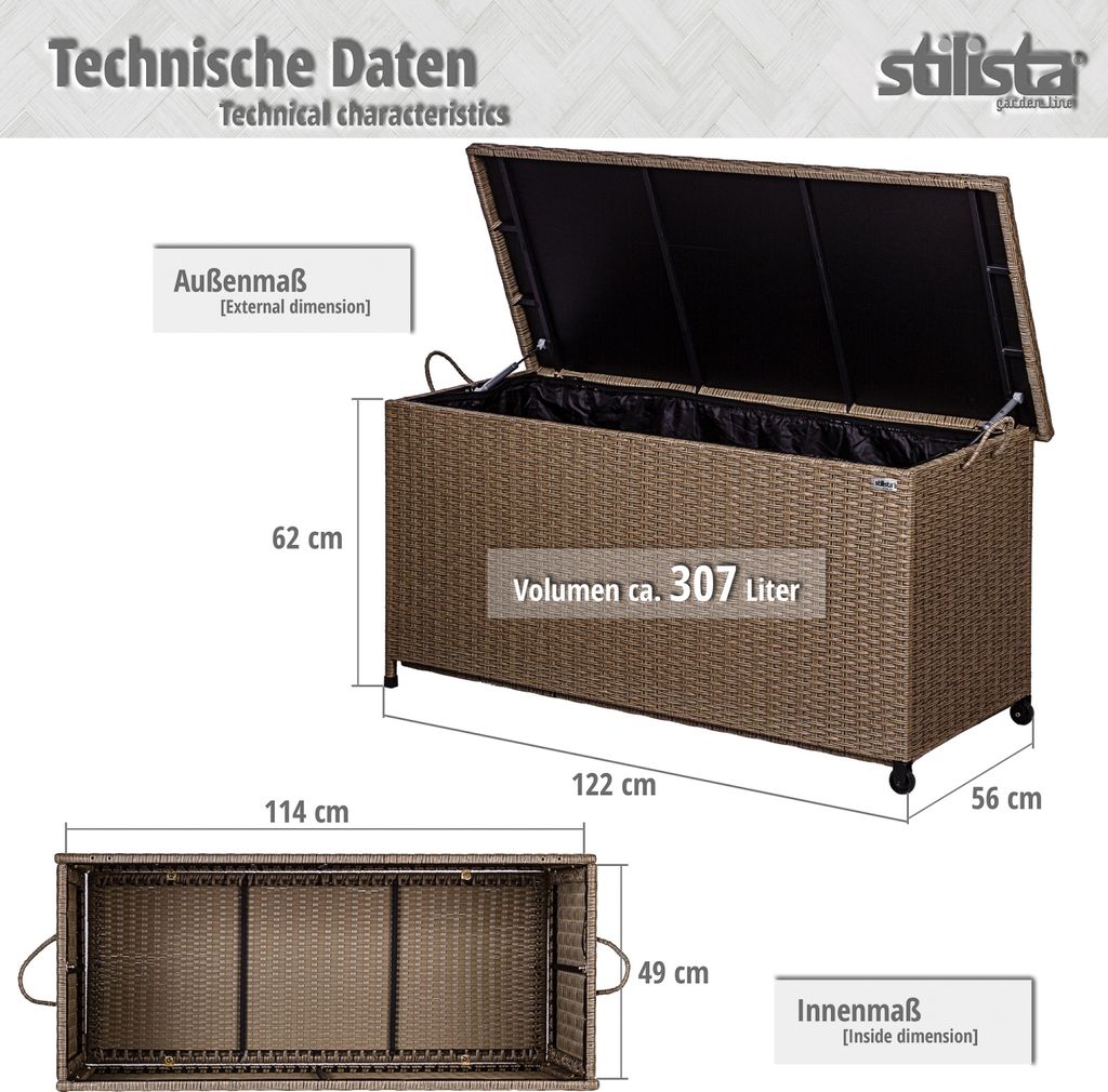 Polyrattan Auflagenbox 307 L Kissenbox Gartenbox Produktbild 4
