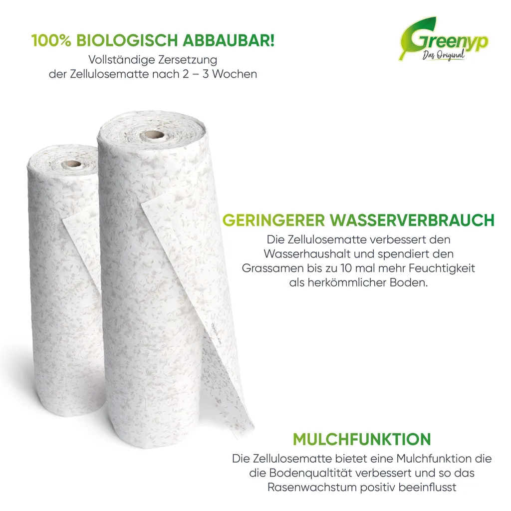 Gazon en rouleau biodégradable avec semences intégrées de 10m²