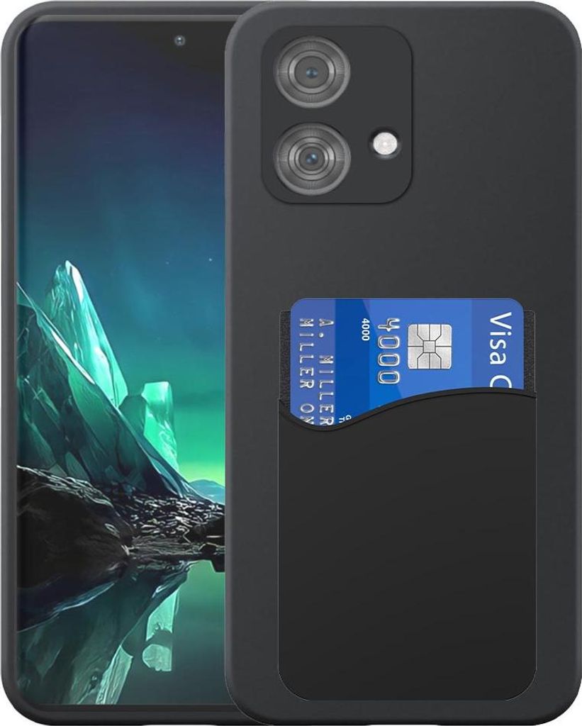 Geeignet für Motorola Edge 40 Neo Phone Case mit Silikon-Kartenhalter - Flexible Back Cover Case Silikon TPU mit Silikon Cardslot - Schwarz - Smar...