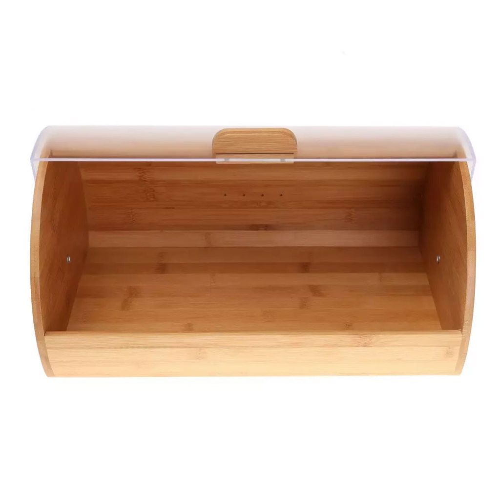 Kinghoff Brotkiste Kh-3208 – Stahl Mit Acryl-Deckel, 39,5x28x18,5 Cm, Platzsparend Mit Rollverschluss