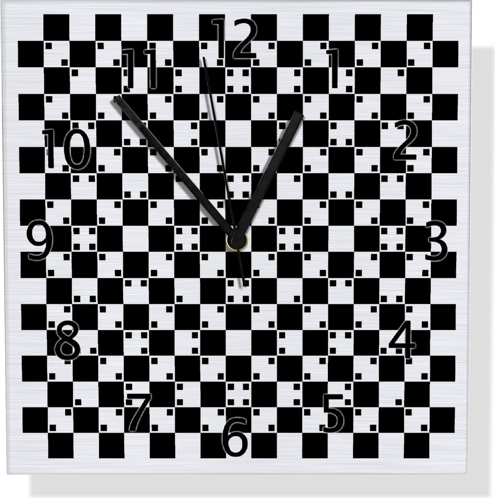 Wallario Design Wanduhr Optische Täuschung - Illusion - schwarz weiß II aus Aluverbund, Größe 30 x 30 cm