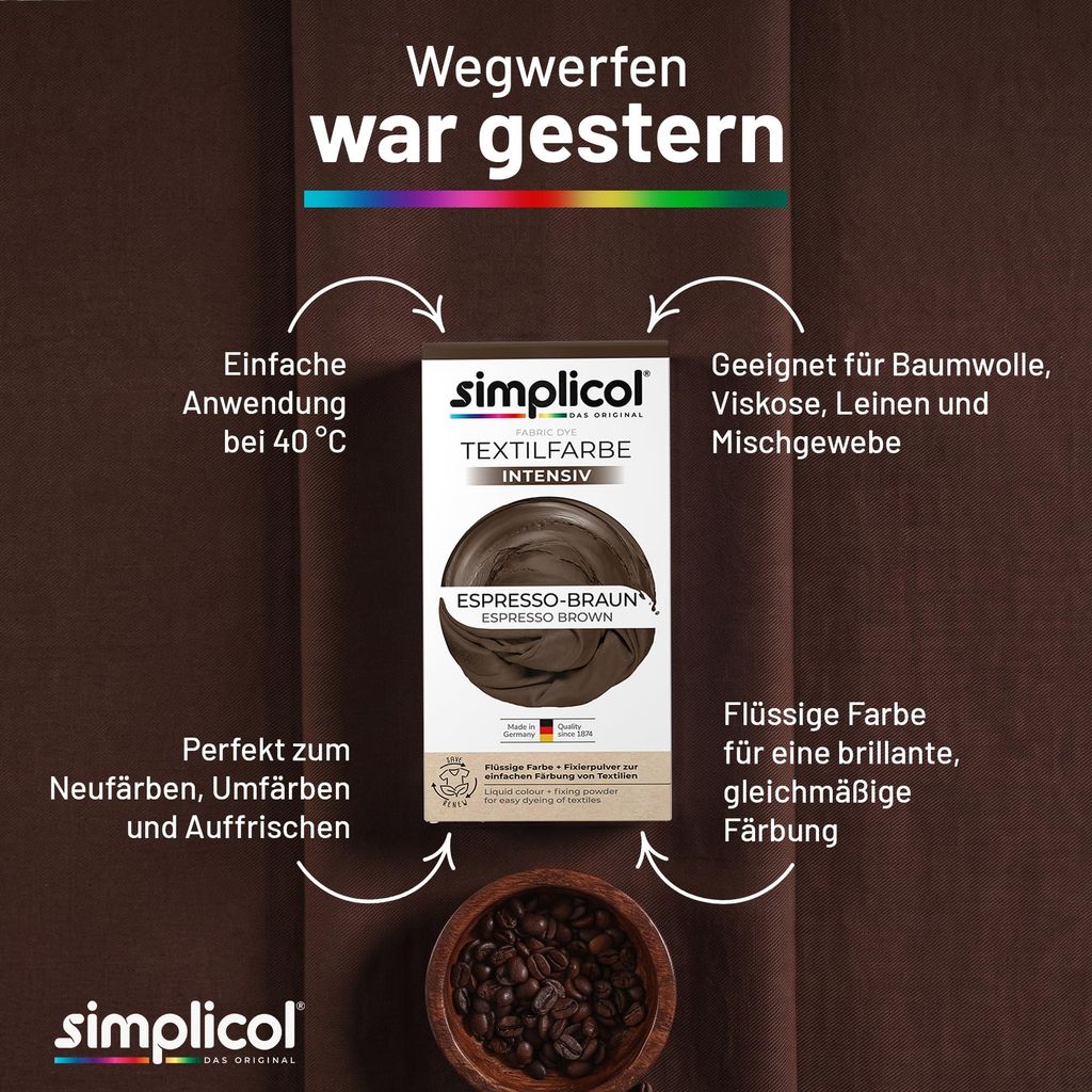 simplicol Textilfarbe intensiv Espresso-Braun 1er Pack