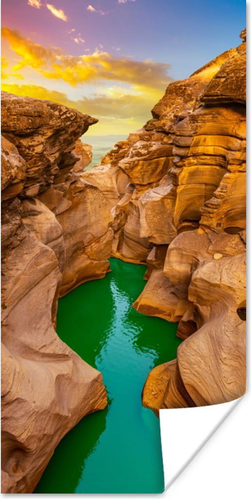 MuchoWow Poster Felsen - Meer - Sonnenuntergang - Natur - Wasser 40x80 cm - Dekoration