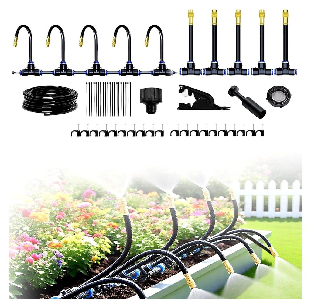 360° Automatisches Bewässerungssystem für den Garten mit 10 flexiblen Düsen, präziser Durchflussregelung für Landschaften, Blumenbeete und Te...