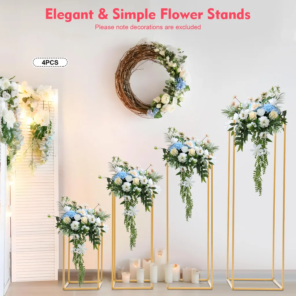 Support à fleurs en métal doré résistant au design polyvalent format L