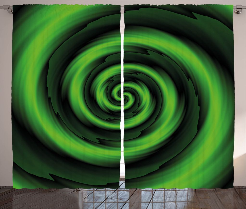ABAKUHAUS Grün Rustikaler Vorhang, abstrakte Spiralen, Wohnzimmer Universalband Gardinen mit Schlaufen und Haken, 280 x 245 cm, Grün