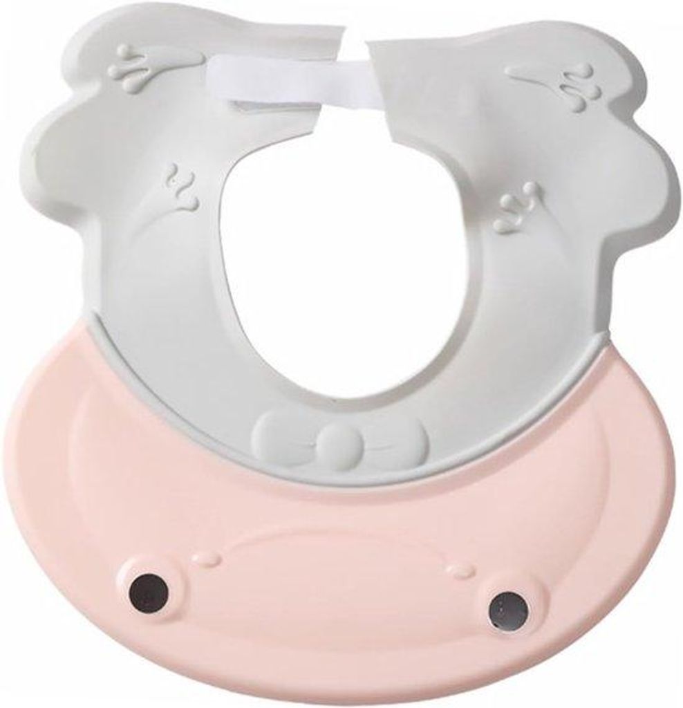 Wasserdichte Baby-Shampoo-Hüte mit Ohrschutz, verstellbare Größe, rosa Cartoon-Design