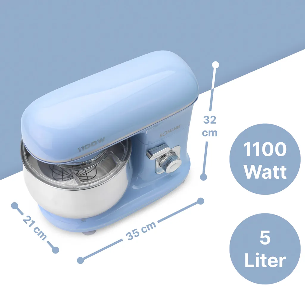 Robot pétrin efficace contre les pâtes difficiles Bomann 1100W Bleu - 10