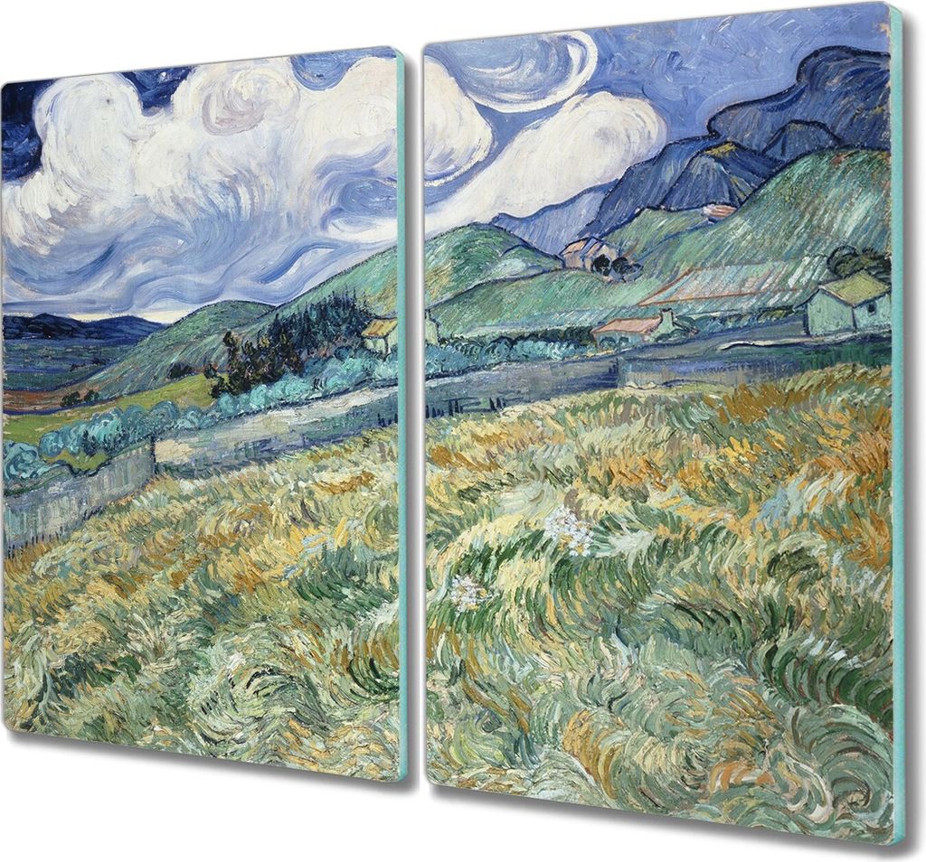 Coloray Küchenbrett Kochplattenabdeckung Hackbrett Schneidebrett Herdabdeckplatte 2x30x52 cm - Van Gogh Landschaft Berge