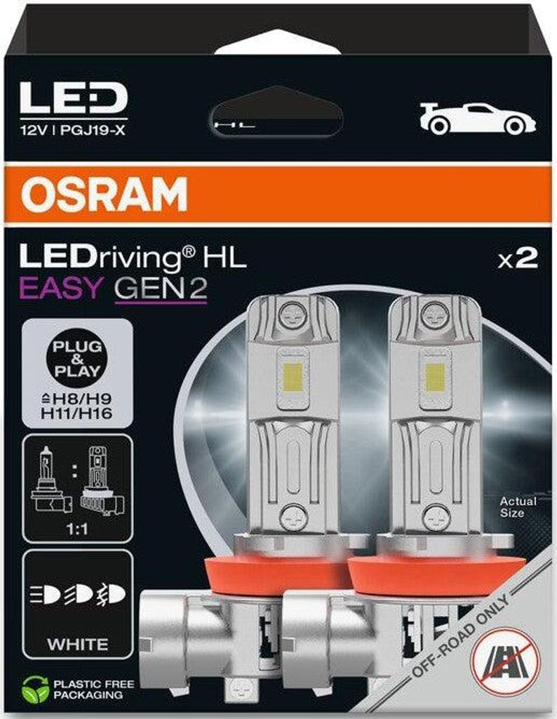 OSRAM LEDriving HL EASY GEN2 H8 H9 H11 H16 6500K 26W 12V Zdjęcie produktu 