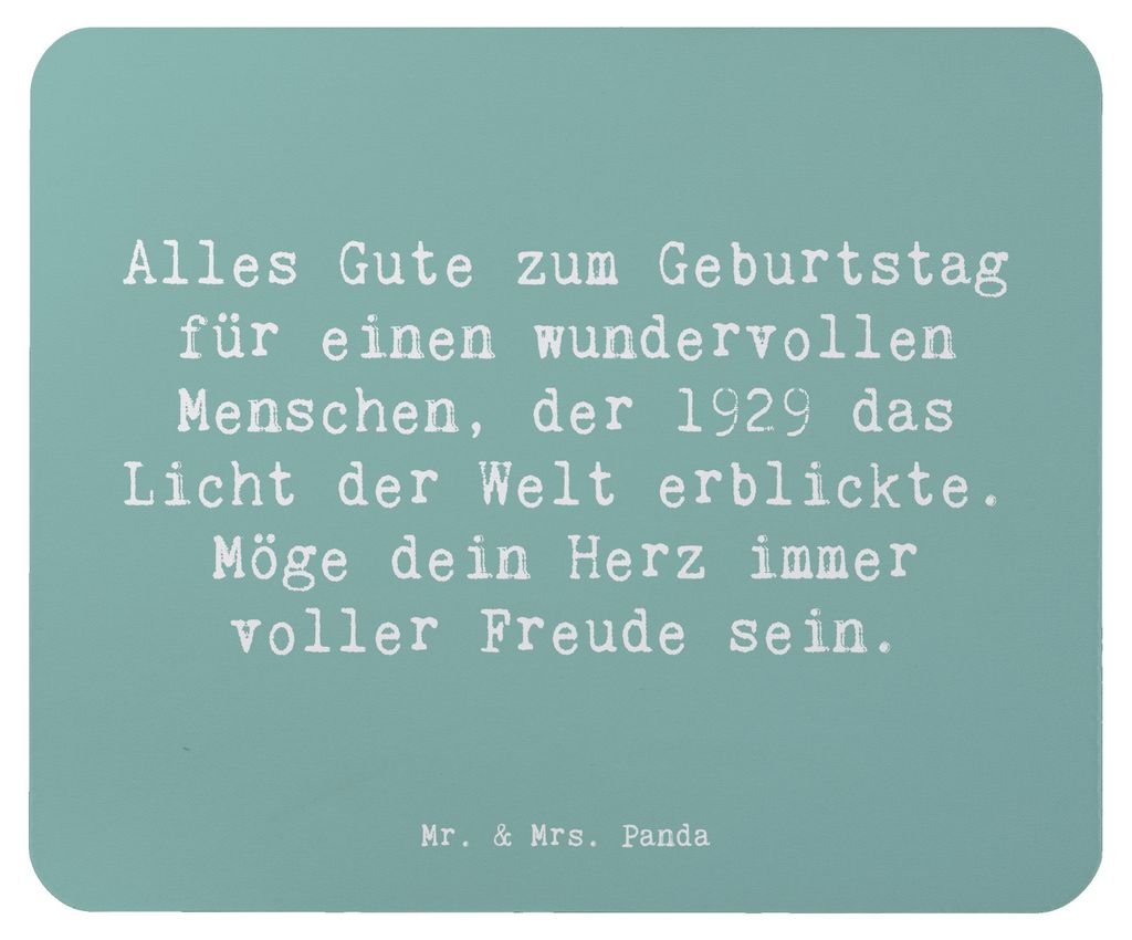 Mr. & Mrs. Panda Mousepad Spruch 1929 Geburtstag - Meeresbrise - Geschenk, Alter, mauspad pc, besondere Lebensgeschichte, Mouse Pad, Happy Birthday...