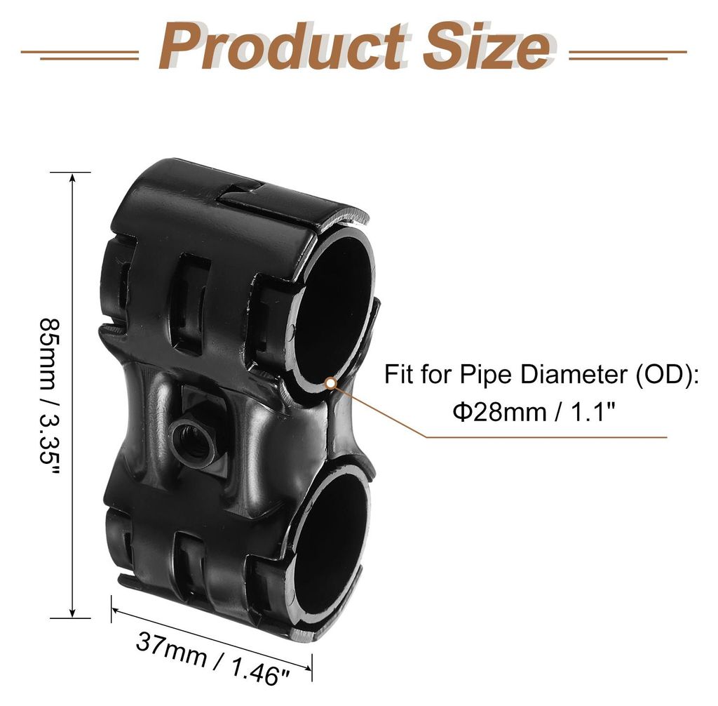 2 Stš¹ck Doppelport-Parallelrohrklemmen, 1-1/8" Sattel-Hohlmetallverbinder Eckrohrarmaturen Endschienenklemme mit Schrauben fš¹r DIY-Regal-Gart...