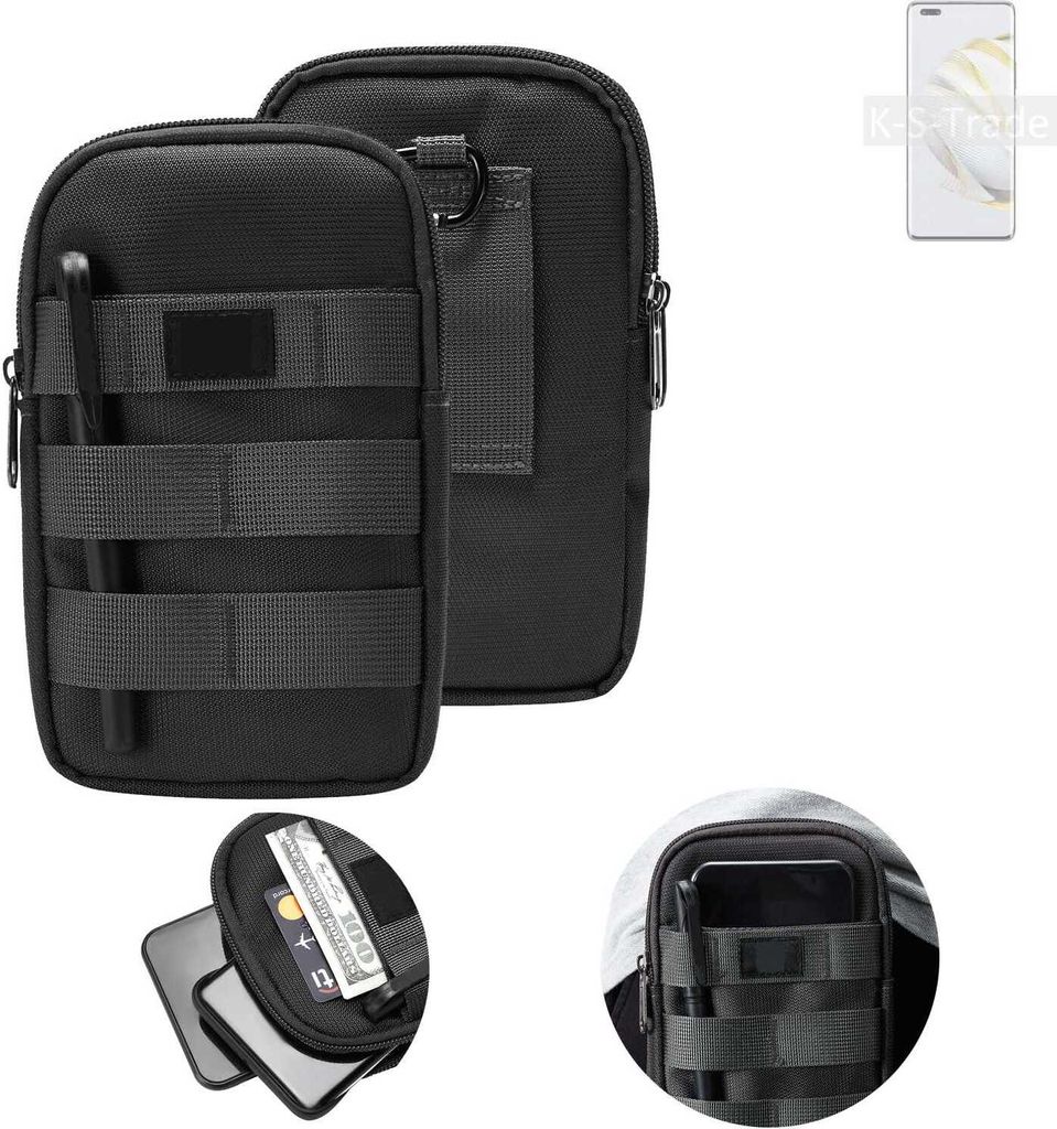 K-S-Trade Holster Gürtel Tasche kompatibel mit Huawei nova 10 Pro Handy Tasche Schutz Hülle dunkel-grau viele Fächer, 1x