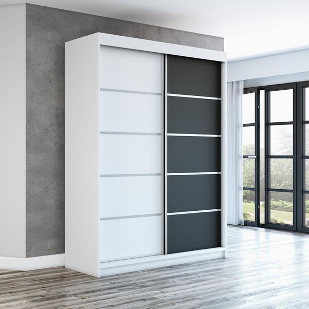 Schwebetürenschrank, 2-türig Schrank! Moderne Garderobe für Produktbild 
