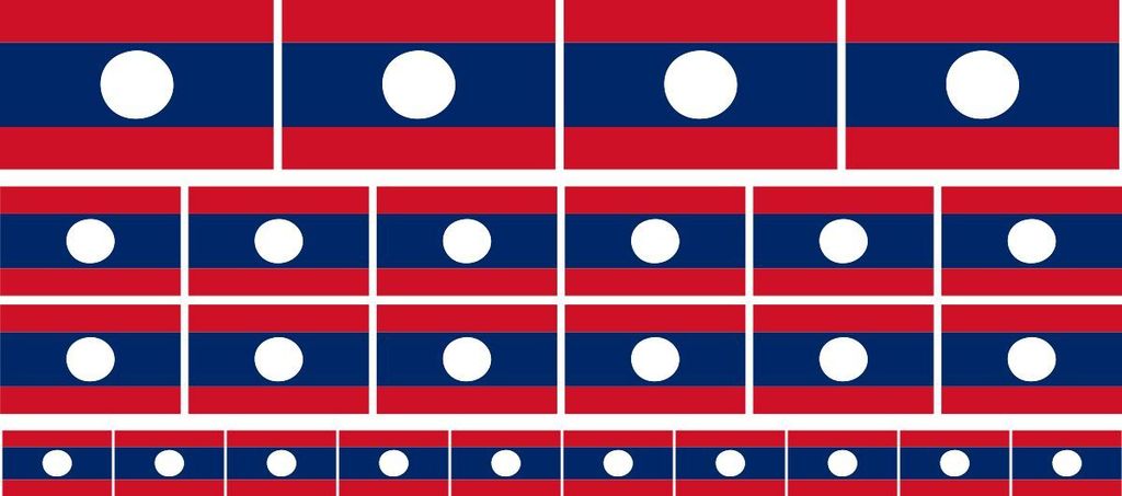 Mini Aufkleber Set - Pack glatt - 4x 51x31mm+ 12x 33x20mm + 10x 20x12mm- selbstklebender Sticker - Laos - Flagge / Banner / Standarte fürs Auto, B...