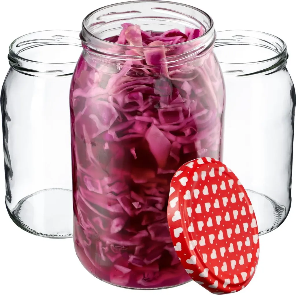 48 Vasetti Vetro KADAX 900ml per Conserve - Tappi con Cuori 82mm