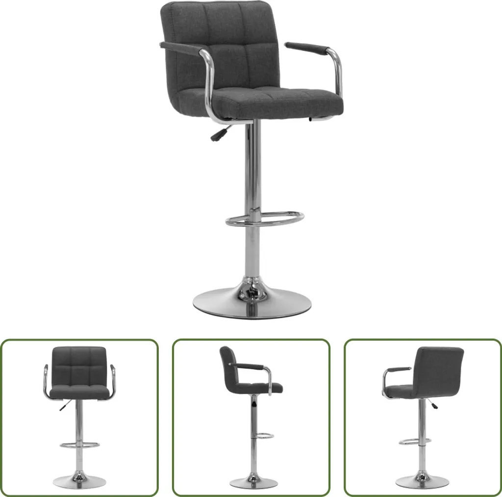 The Living Store Sgabello Bar Tessuto Grigio Scuro | Eleganza Cromata
