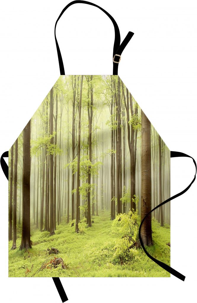 ABAKUHAUS Wald Kochschürze, Misty Spring Beech Forest in den Bergen von Mitteleuropa Wild Natur Bild, Farbfest Höhenverstellbar Waschbar Klarer D...