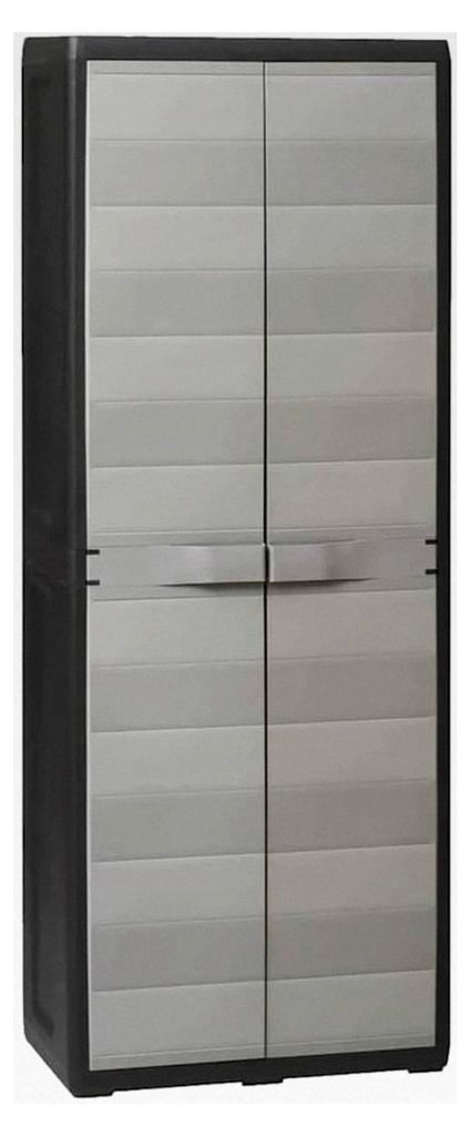 Gartenschrank mit 3 Böden in Schwarz und Grau für den Außenbereich