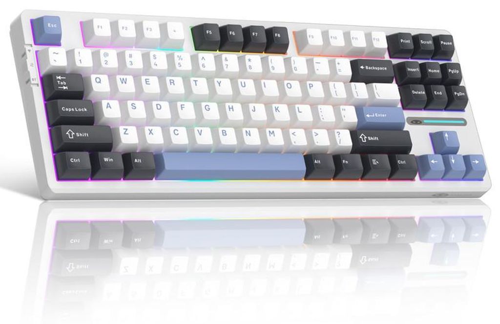Tri-Mode Mechanische Tastatur 87 Tasten, RGB, Hot-Swap, 8000mAh Akku, Bluetooth/2.4G/USB, Gasket Mount, Gaming-Tastatur, Leise Gaming Keyboard