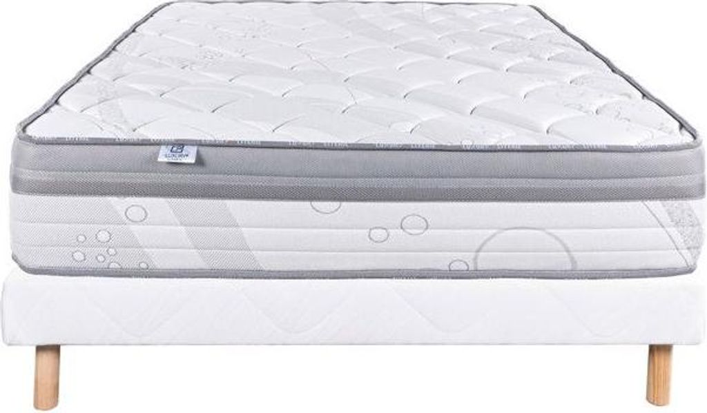 LUXURY LITERIE - Matratze + Lattenrost-Set - VISCOPLUS - 160 x 200 cm - Gepolstert - Fest - Sommer-/Winterseite