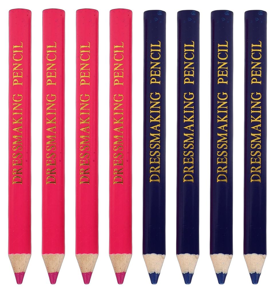 8 Stoffmarker mit Kappen, transparente Markierungsmarker für Stoff zum Nähen, Quilten, Sticken und Abpausen, 4 blaue, 4 rosafarbene
