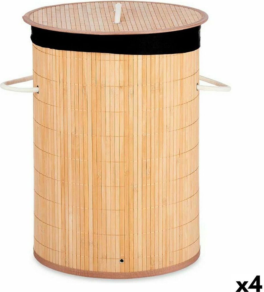 Korb für schmutzige Wäsche Kipit BA1315-436 Schwarz natürlich Metall Bambus Holz MDF 48 L (4 Stück)
