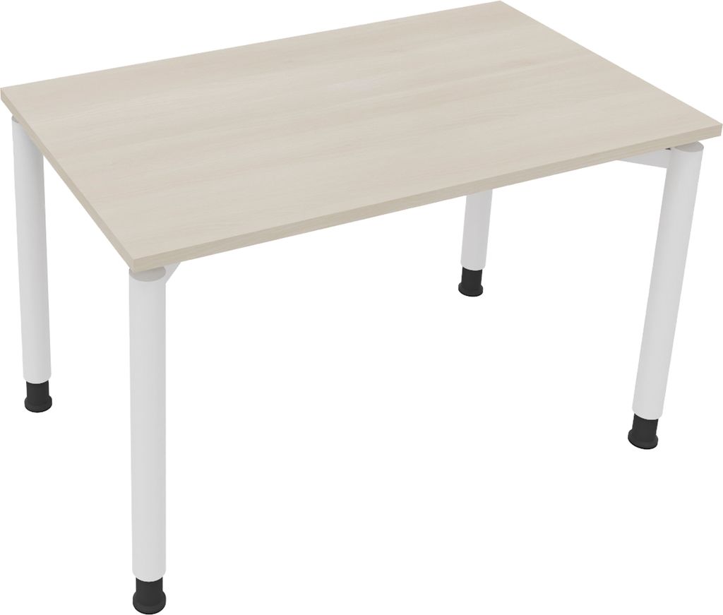 Schreibtisch Vierfuß Rundrohr B1200xT700xH680-820 ws/Akazie hell