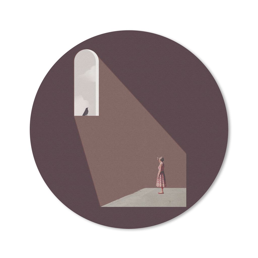 MuchoWow Mauspad Mousepad Vintage - Vogel - Abstrakt - Mädchen 20x20 cm - Mousepads - Maus Mat - Pad - Mausunterlage - Schreibtischmatte