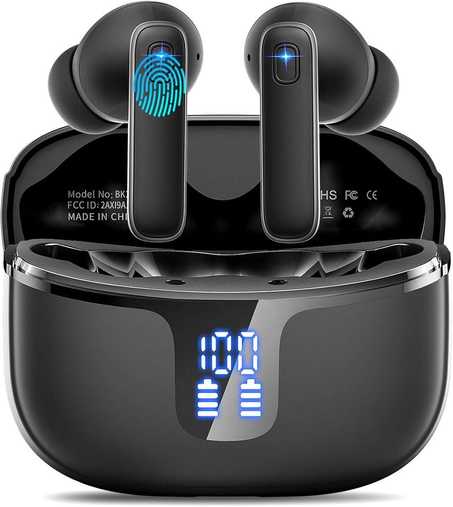 Bluetooth Kopfhörer In Ear, Stereo Bass 3.0, ENC Noise Cancelling, Kabellos mit 48 Std Spielzeit, USB-C, IPX7 Wasserdicht, Sport & Alltag