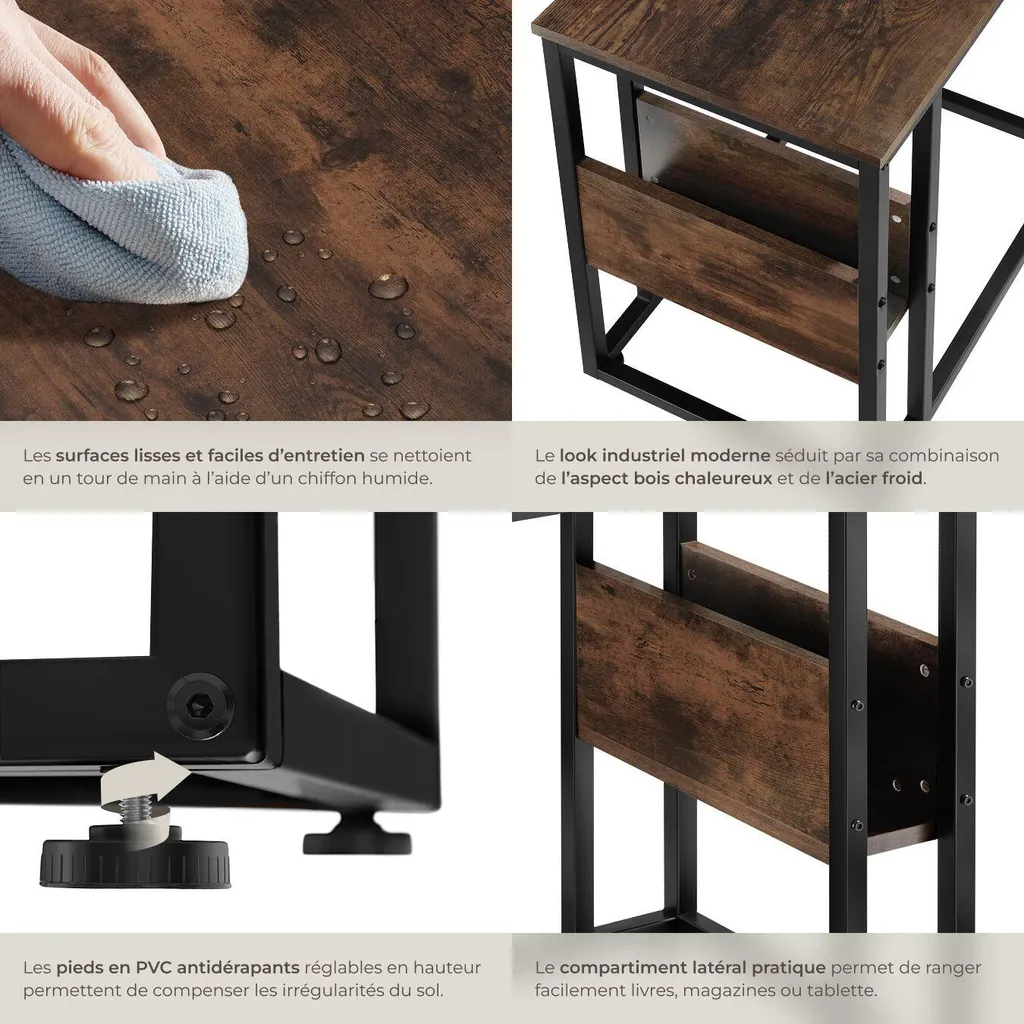 Petit meuble de rangement WIGAN - Table basse d'appoint style rustique