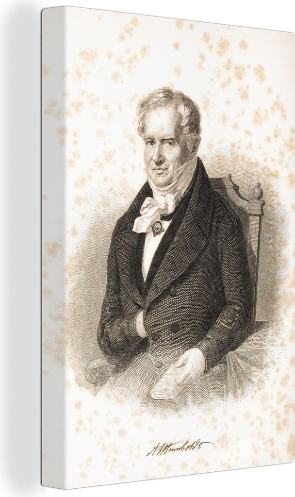 OneMillionCanvasses - Leinwandbilder - 90x140 cm, Historische Illustration eines Porträts von Alexander von Humboldt, Wandbilder Kunstdruck Wand...