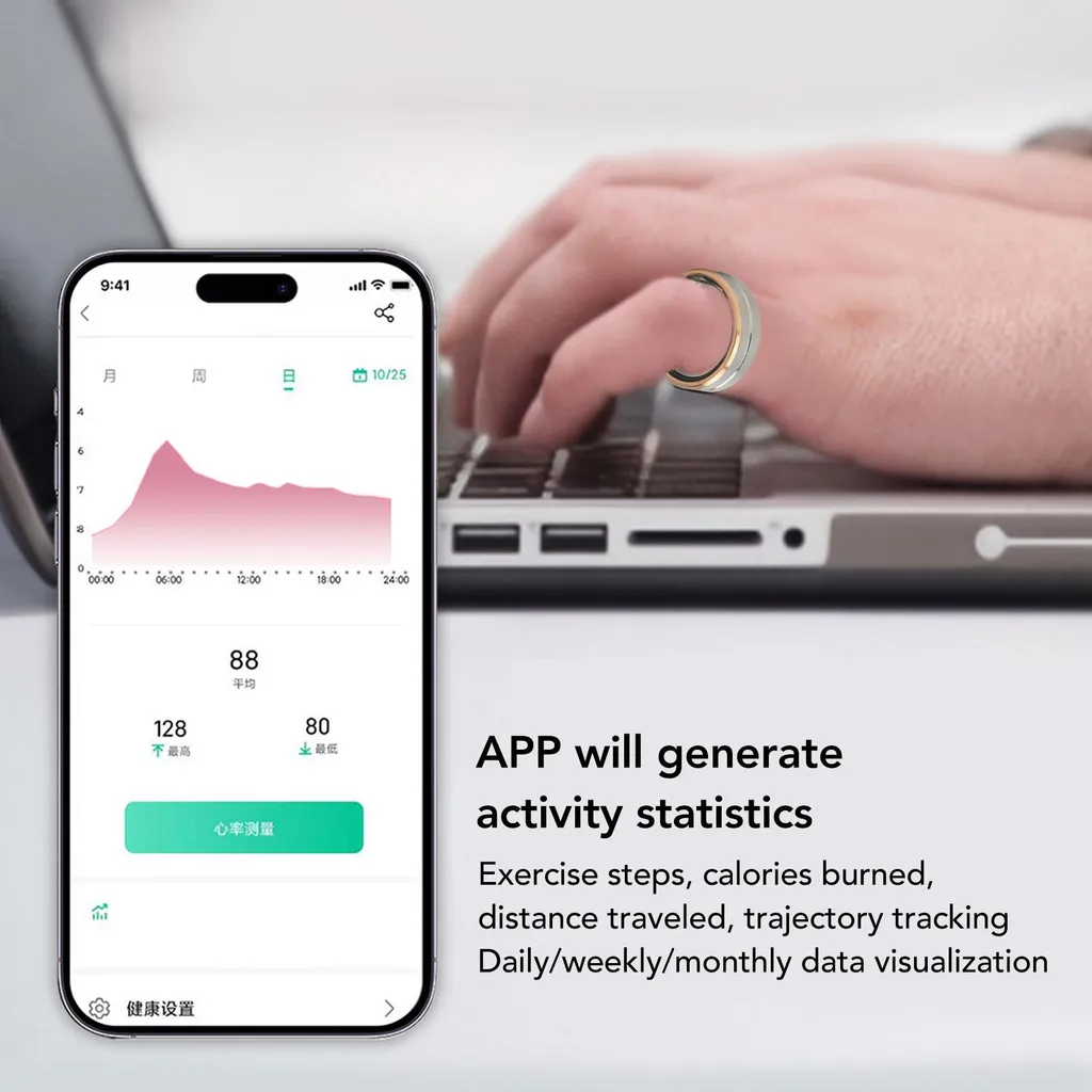 Smart Ring Fitness Tracker IP68 - Monitoraggio Salute e Sonno Avanzato