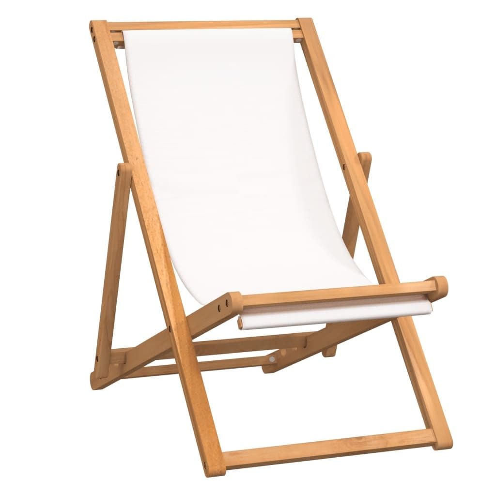 vidaXL Sdraio in teak 56x105x96 cm crema Immagine del prodotto 
