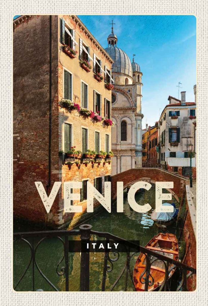 vianmo Holzschild 30x20 cm Venice Iraly Architektur Bildmotiv Reisemotiv Abenteuer Reisen