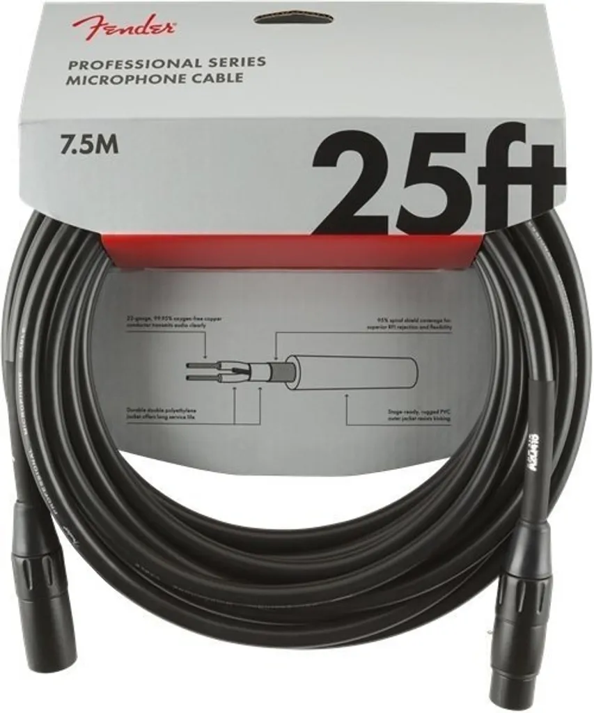 Cavo Mic 7,5m Fender Professional | XLR Resistente per Live e Studio